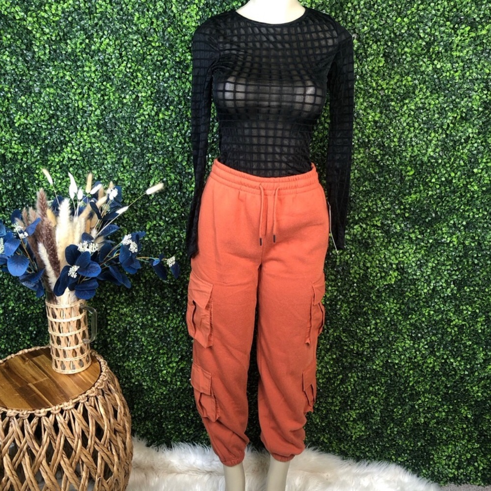 Free Haven Orange Cargo Jogger Pants